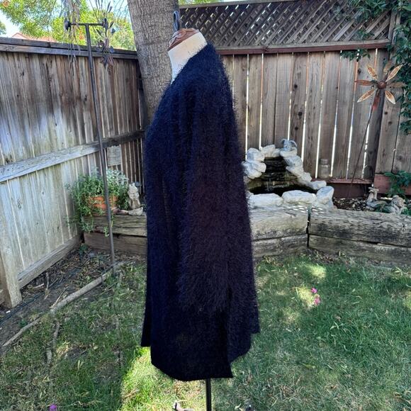Picadilly Fashions Black Cardigan Women's Size Medium Open Front Fuzzy - Picture 3 of 12
